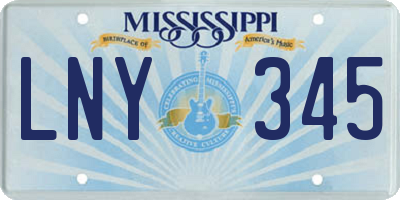 MS license plate LNY345