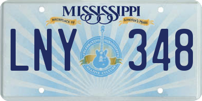 MS license plate LNY348