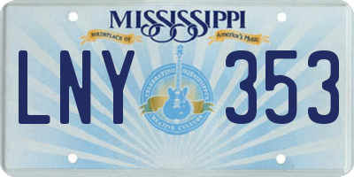 MS license plate LNY353