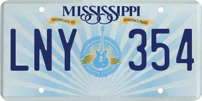 MS license plate LNY354