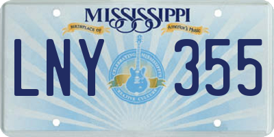 MS license plate LNY355
