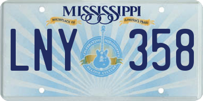 MS license plate LNY358