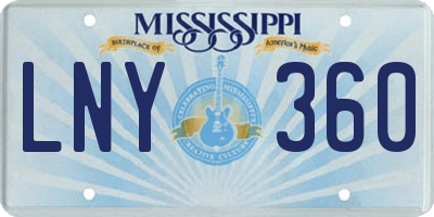 MS license plate LNY360