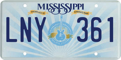 MS license plate LNY361