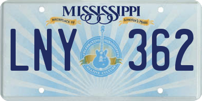 MS license plate LNY362