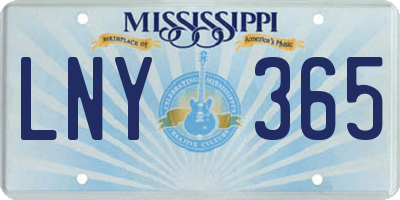 MS license plate LNY365