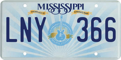 MS license plate LNY366
