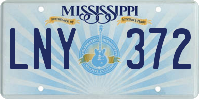 MS license plate LNY372