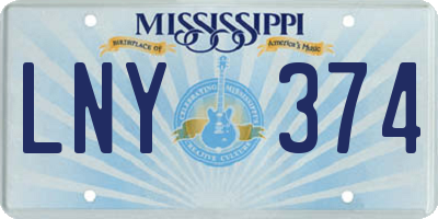 MS license plate LNY374