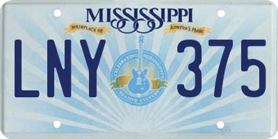 MS license plate LNY375