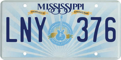 MS license plate LNY376