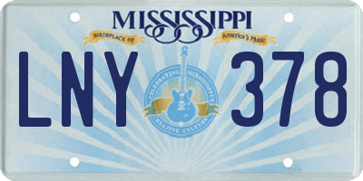 MS license plate LNY378