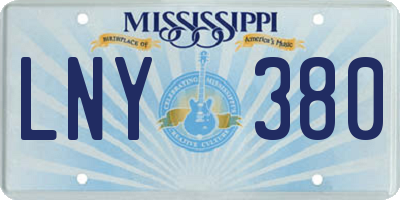 MS license plate LNY380