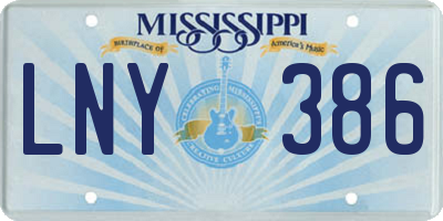 MS license plate LNY386