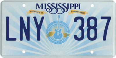 MS license plate LNY387