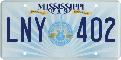 MS license plate LNY402