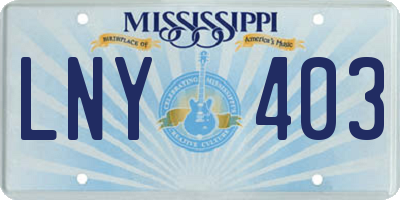MS license plate LNY403