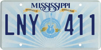MS license plate LNY411