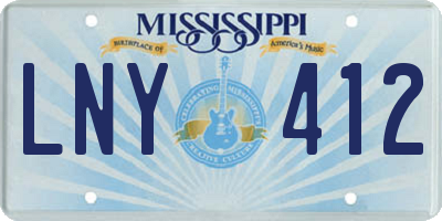 MS license plate LNY412