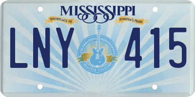 MS license plate LNY415