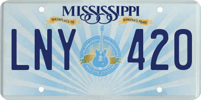 MS license plate LNY420