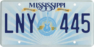 MS license plate LNY445