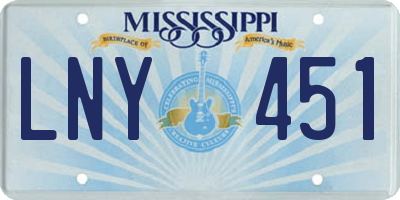 MS license plate LNY451