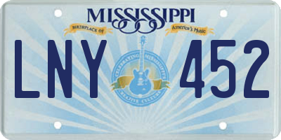MS license plate LNY452
