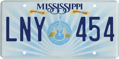 MS license plate LNY454