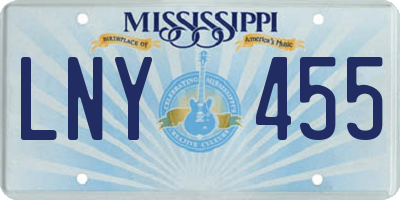 MS license plate LNY455