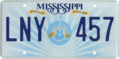 MS license plate LNY457