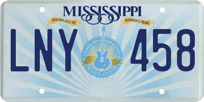 MS license plate LNY458