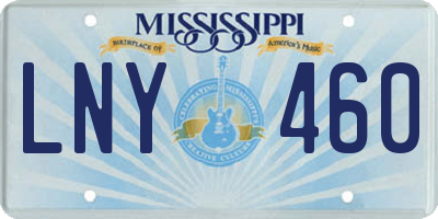 MS license plate LNY460