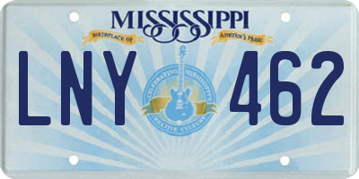 MS license plate LNY462