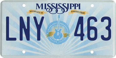 MS license plate LNY463