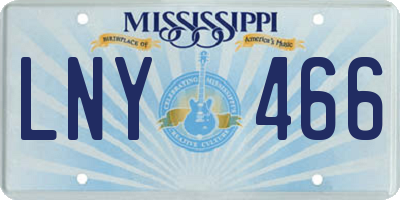 MS license plate LNY466