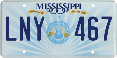 MS license plate LNY467