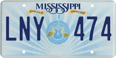 MS license plate LNY474
