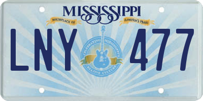 MS license plate LNY477