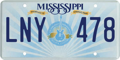 MS license plate LNY478