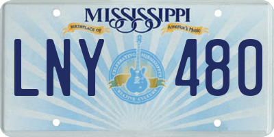 MS license plate LNY480