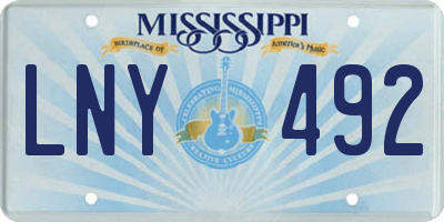 MS license plate LNY492