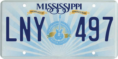 MS license plate LNY497