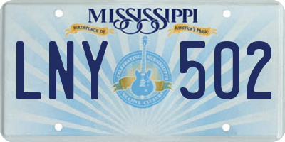 MS license plate LNY502