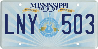 MS license plate LNY503