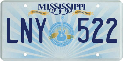 MS license plate LNY522