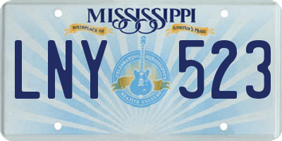 MS license plate LNY523