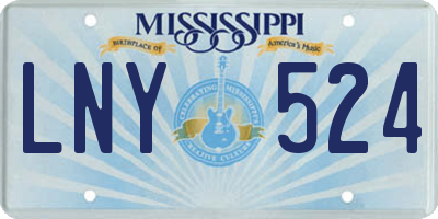 MS license plate LNY524
