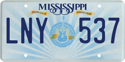 MS license plate LNY537