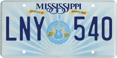 MS license plate LNY540